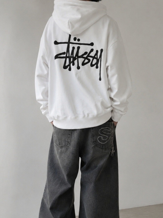 Stussy Other - Stüssy White Logo Hoodie Oversized Streetwear Pullover